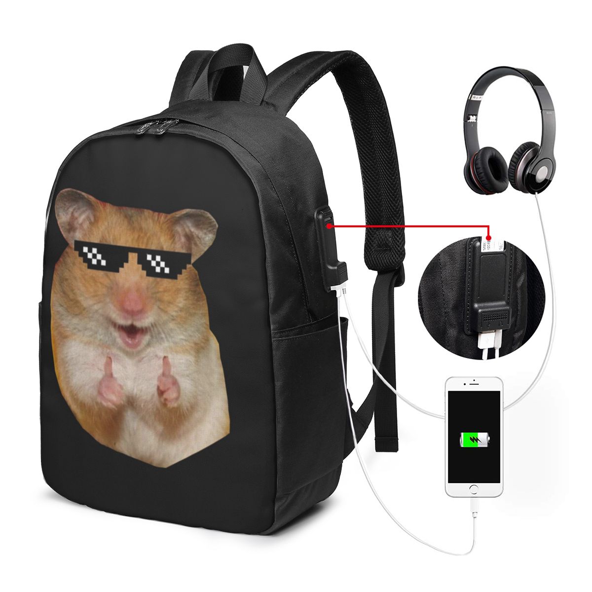 Women Bags Laptop - Funny Hamster Backpack Travel Notebook Bag