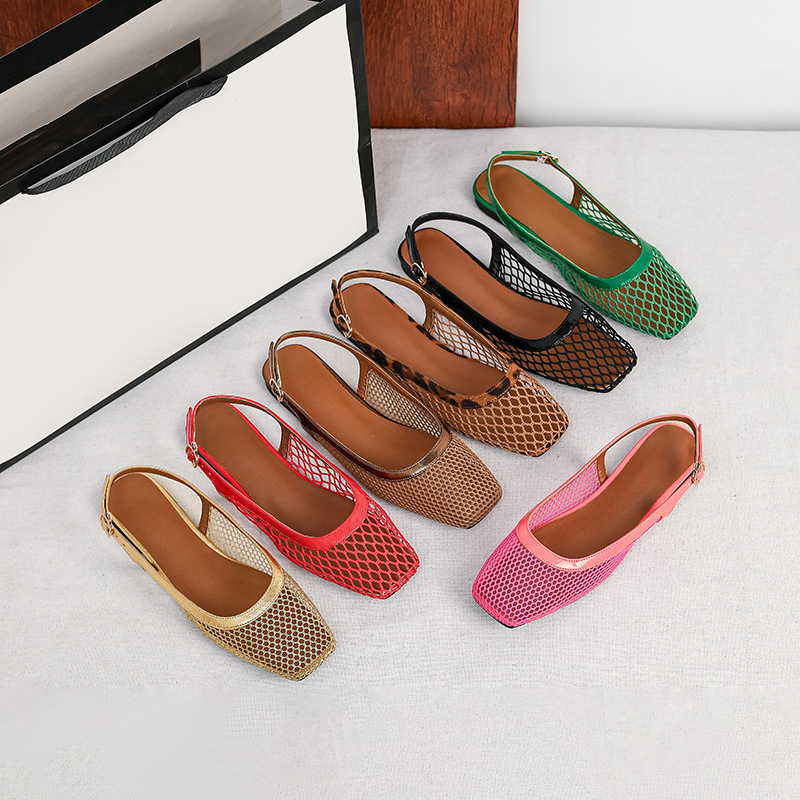 Women Bags And Shoes - Mesh square head slippers bag head