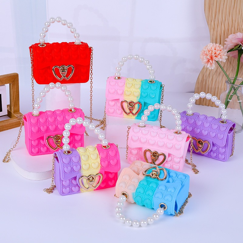 Mini Purse Chain - Silicone Love Bubble Jelly Bag, Popper