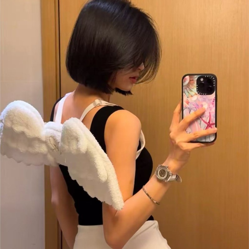 Women Bags Trend 2025 - JIAERDI Sweet White Angel Wing Backpack