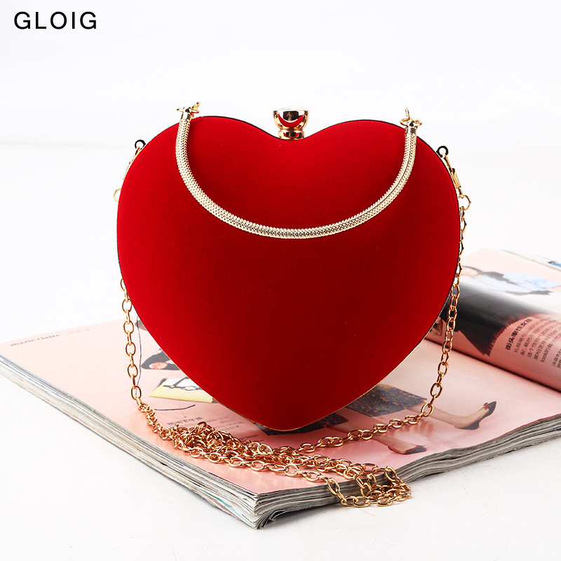 Red Heart Design Women Clutch  - Mini Purse Chain ulasan dan harga