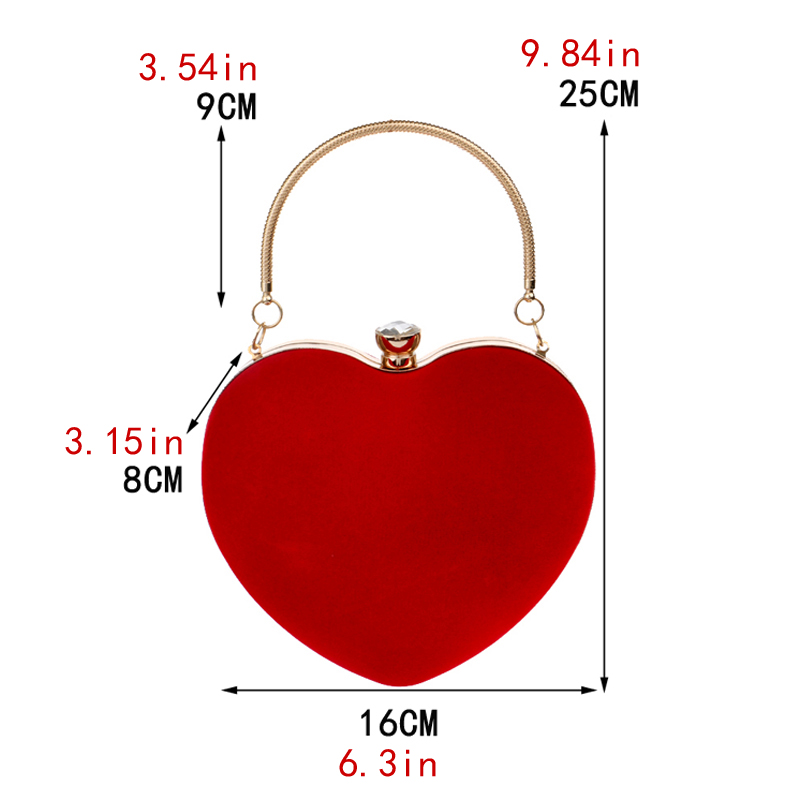 Red Heart Design Women Clutch  - Mini Purse Chain ulasan dan harga