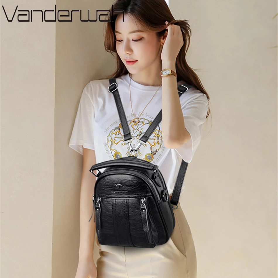 4 In 1 Leather Backpacks Multi - Mini Backpack Women ulasan dan harga