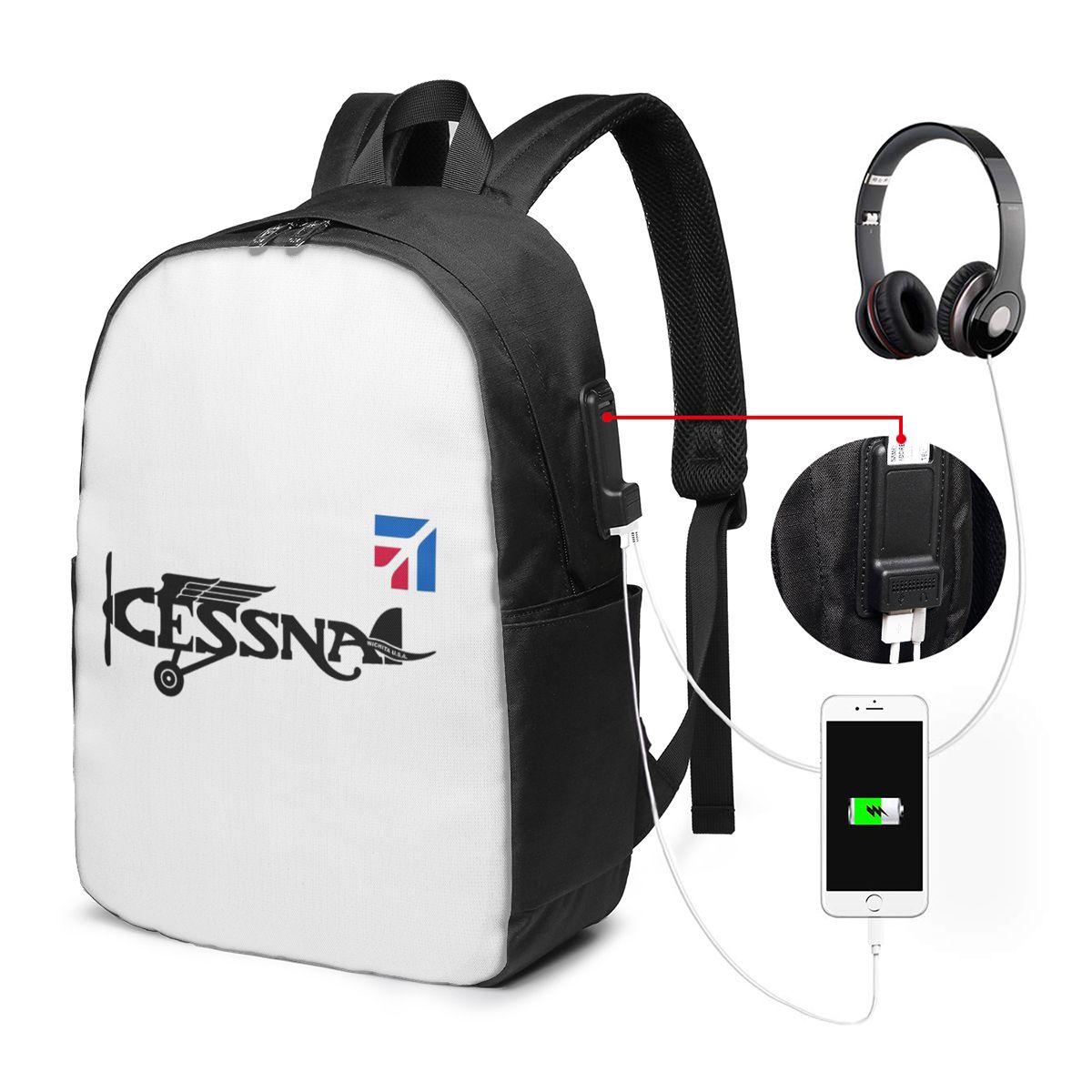 Cessna Logo Backpack Travel No - Women Bags Laptop ulasan dan harga