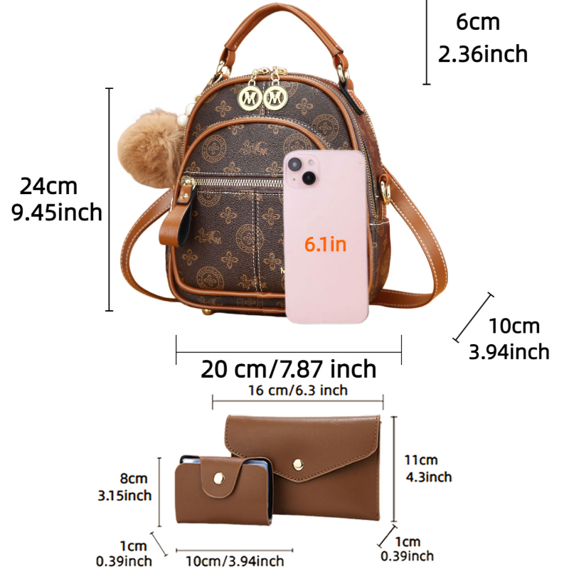 3-piece women's bag set, light - Mini Backpack Women ulasan dan harga