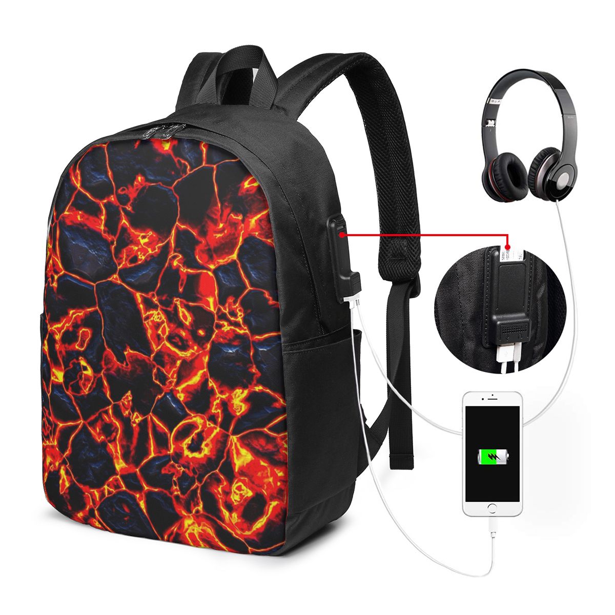 Magma Volcano Lava Fire Backpa - Women Bags Laptop ulasan dan harga