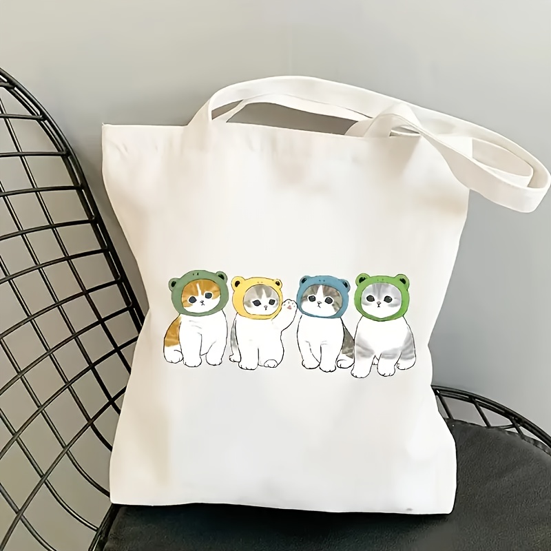 Cute Cat Print Canvas Bag Funn - Women Bags For Work ulasan dan harga