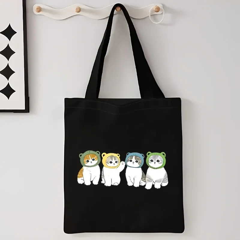 Cute Cat Print Canvas Bag Funn - Women Bags For Work ulasan dan harga