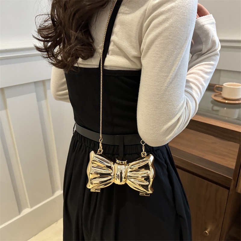 Glossy Gold Metal Bow Shaped M - Mini Purse Chain ulasan dan harga