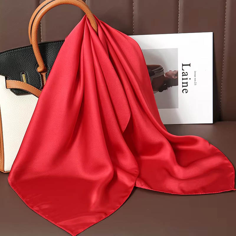 Luxury Solid Color Silk Square - Women Bags Office ulasan dan harga