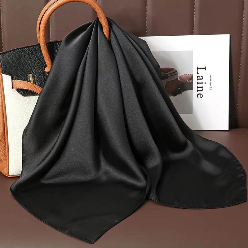 Luxury Solid Color Silk Square - Women Bags Office ulasan dan harga