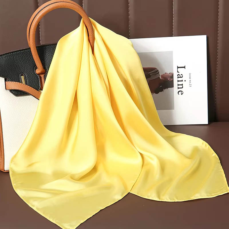 Luxury Solid Color Silk Square - Women Bags Office ulasan dan harga