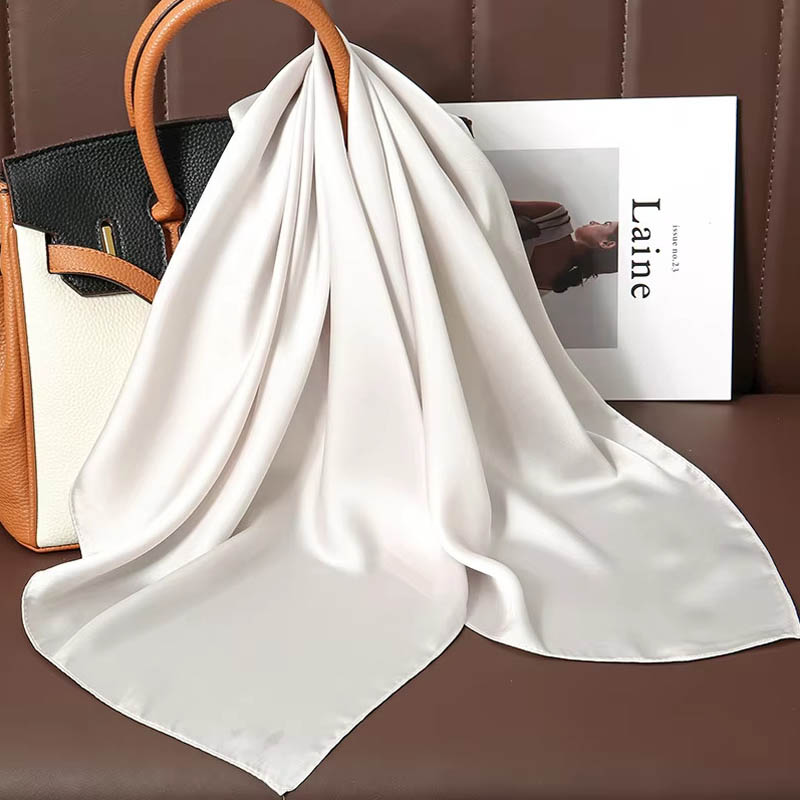 Luxury Solid Color Silk Square - Women Bags Office ulasan dan harga