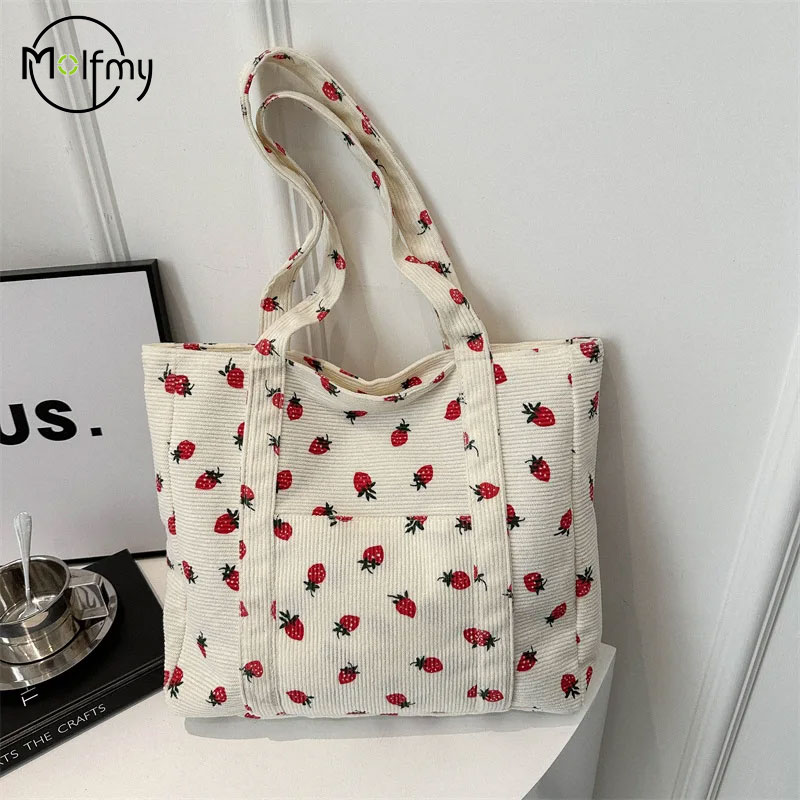 Corduroy Handbag Strawberries  - Women Bags Low Price ulasan dan harga