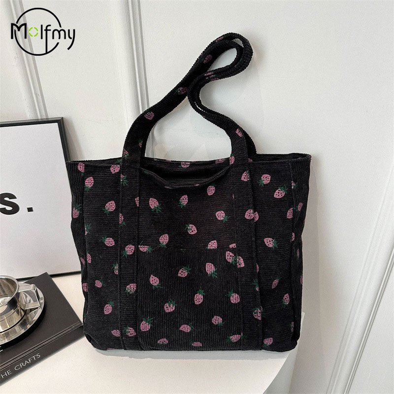 Corduroy Handbag Strawberries  - Women Bags Low Price ulasan dan harga