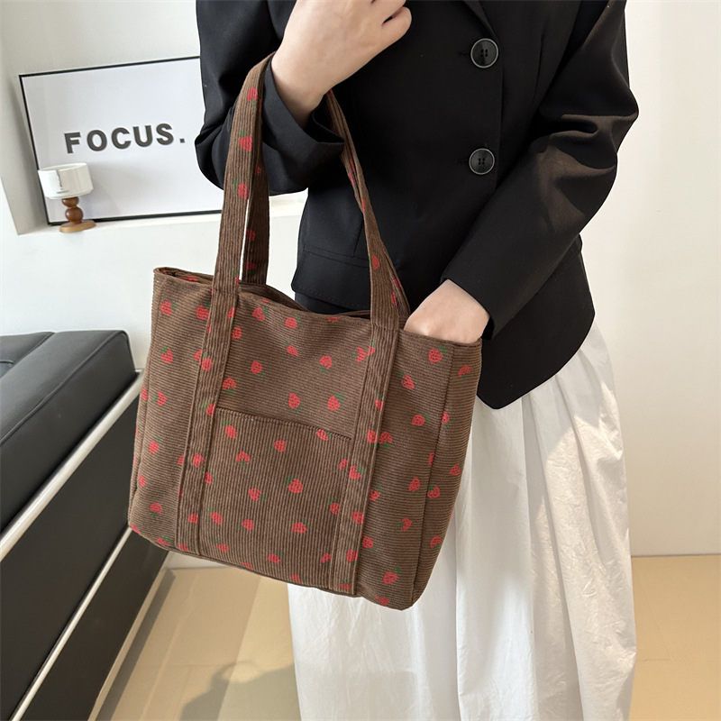 Corduroy Handbag Strawberries  - Women Bags Low Price ulasan dan harga