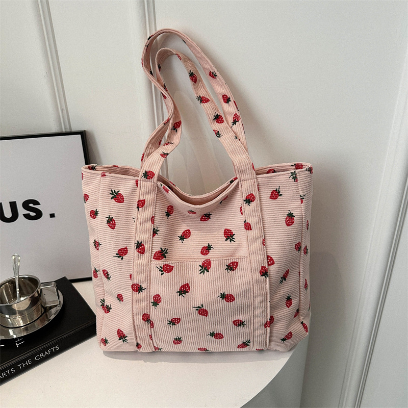 Corduroy Handbag Strawberries  - Women Bags Low Price ulasan dan harga