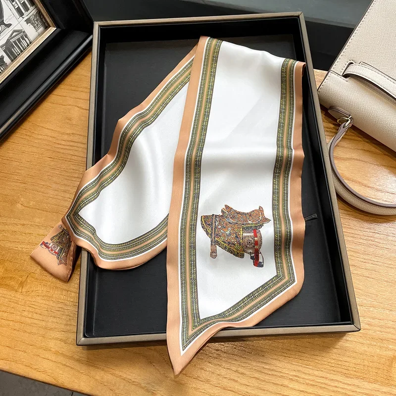 Retro Print Skinny Silk Scarfs - Women Bags Office ulasan dan harga