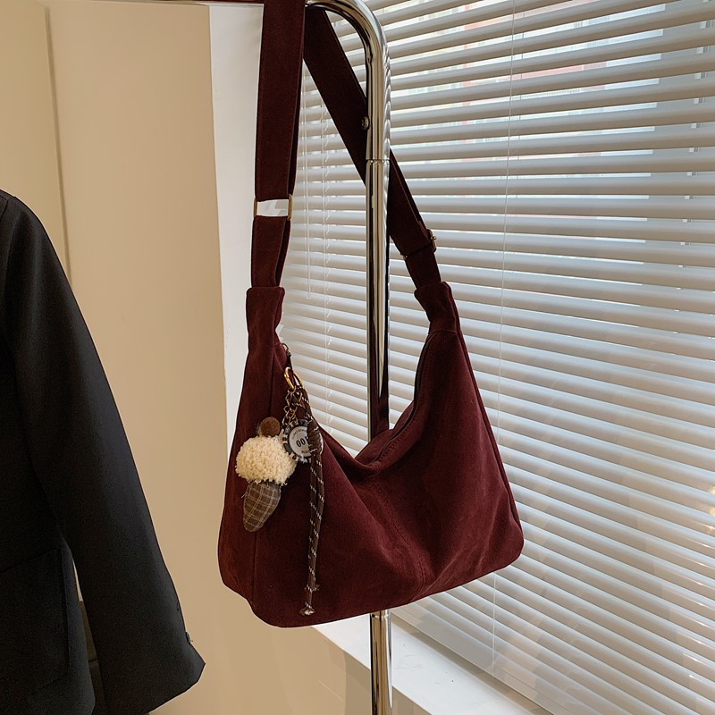 Faux Suede Solid Color Shoulde - Women Bags Branded Sale ulasan dan harga