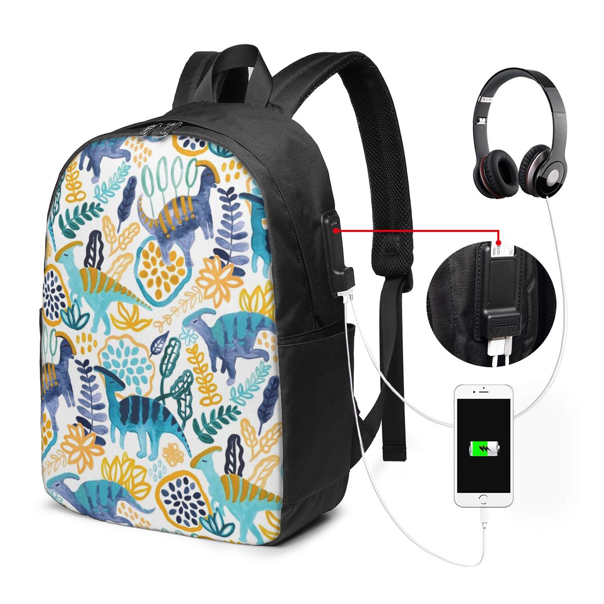 Gouache Parasaurolophuses Back - Women Bags Laptop ulasan dan harga