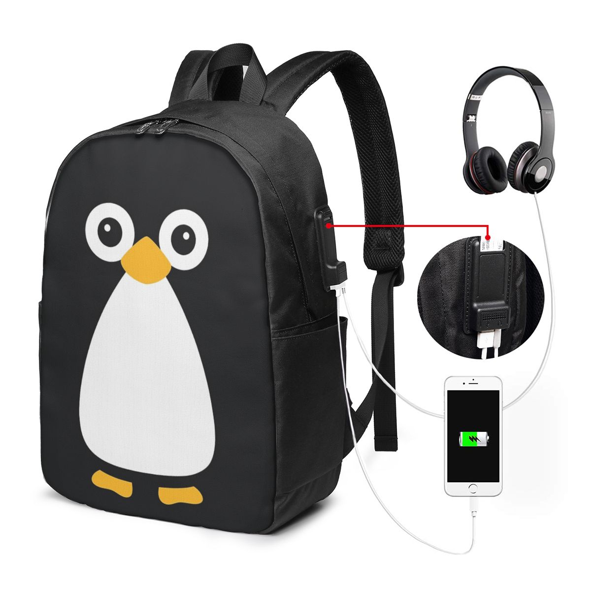 Cute Vector Penguin Backpack T - Women Bags Laptop ulasan dan harga