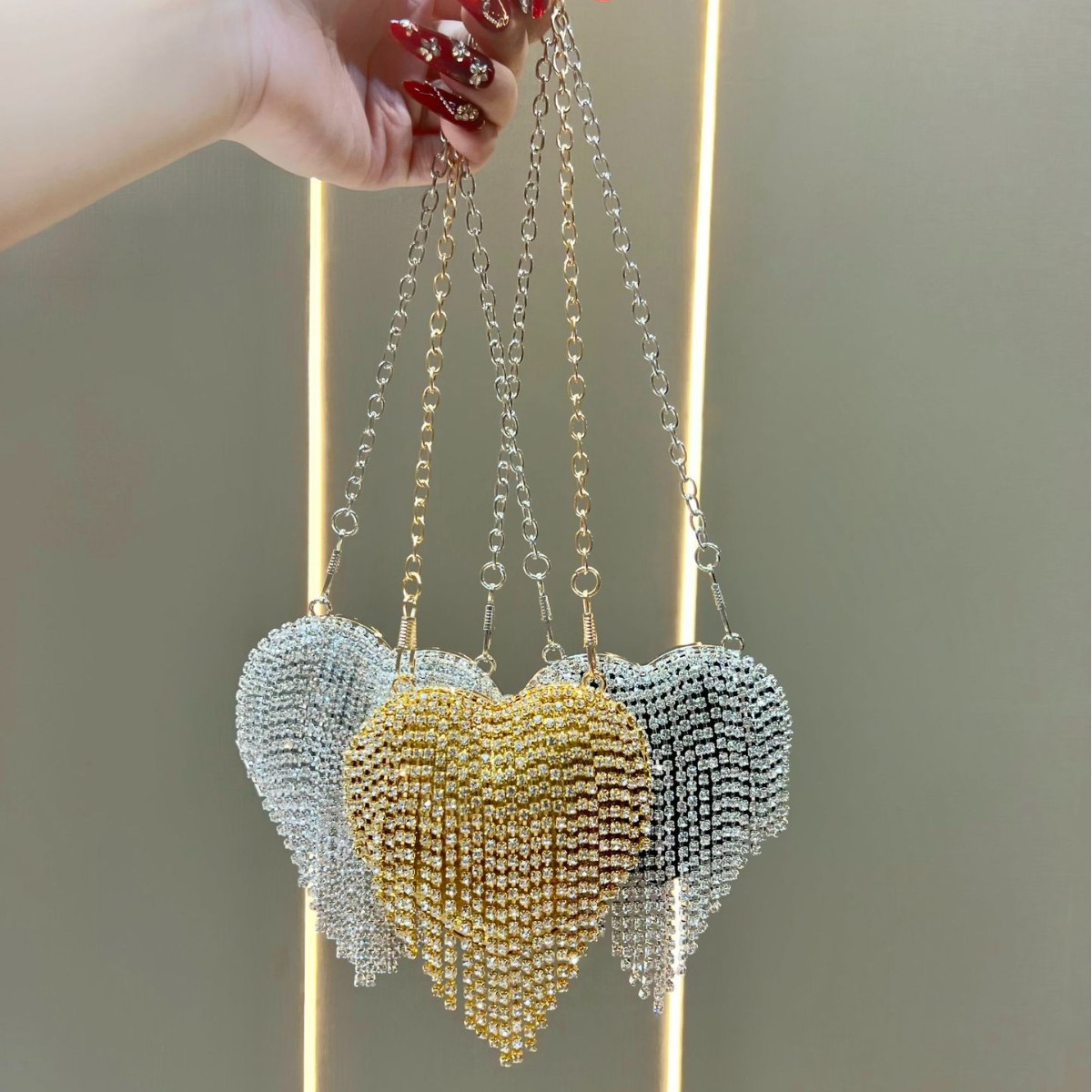 Luxury Rhinestone Crystal Clut - Mini Purse Chain ulasan dan harga